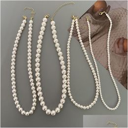 Beaded Necklaces Everything With Simple Pearl Necklace Womens Jewellery Fashion Chic Choker Temperament Design Superior Sense Clavicle D Dhkwr