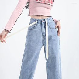 Women's Jeans Fashion Retro Harlan Pants Drawstring Denim High Waist Loose Straight Daily Brand Arrival Four Seasons Women