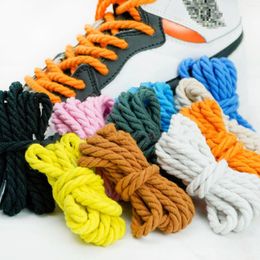 Shoe Parts Quality Round Shoelaces Colorful 0.6CM Thicker Cotton Laces For Sneakers Fashion Men And Women Shoestring Accessories