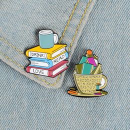 Cup With 26 Letters Cartoon Brooches Several Books With Different Convers For Clothes Bag Punk Jewellery Gift For Friends Pendant various brooches