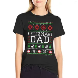 Women's Polos Feliz Navi DAD - Ugly Christmas Sweater T-Shirt Animal Print Shirt For Girls Plus Size Tops Funny T Shirts Women