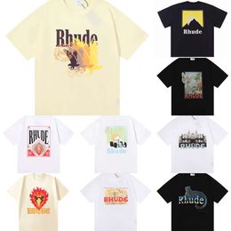 rhude designers summer mens rhude t shirts For Mens tops Letter polos shirt printing Embroidery Womens tshirts Clothing Short Sleeved large Plus Size Tees