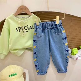 Ambroidered Flower Baby Boy Kids Jeans Girl Daduhey Wide Leg Pants Harem Trousers Clothes Bottoms