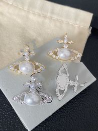Womens Designers White Pearl Earring Stud Diamond Earrings Ear for Women Designer Studs Birthday Gift Earings