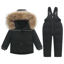 Down Coat 2024 Winter Jacket Jumpsuit Baby Boy Parka Fur Girl Clothes Suit Children Clothing Set Toddler Thick Warm Overalls Snowsuit