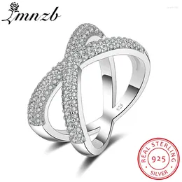 With Side Stones LMNZB 925 Sterling Silver Cross X Rings For Women Fashion CZ Zircon Engagement Wedding Jewellery Acessorios Gift LO-024