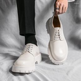 Casual Shoes Men White Dress Oxford Leather British Men's Big Toe Platform Business Formal Wear Black