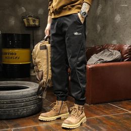 Men's Pants American Retro Sports Cargo Casual Spring And Autumn Black Bunched Feet Loose Long Trend