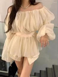 Casual Dresses Fashionable French One Shoulder Women's Spring And Autumn Season 2024 Korean Edition Small Shirt Folded GDGM