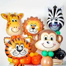 Party Decoration 5pcs Jungle Safari Animals Head Foil Balloons Tiger Zebra Giraffe Lion Monkey Birthday Decorations Supplies Baby Shower