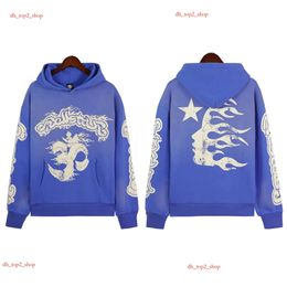 Hellstarr Hoodie Designer Hoodie Vintage Street Graffiti Style High Street Hooded Padded Sweatshirt Washed Sweatshirts Long Sleeve Shirt 2817