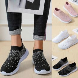 Fitness Shoes Plus Size Glitter Sneakers Women Stretch Fabric Socks Woman Fashion Slip On Tenis Feminino Casual