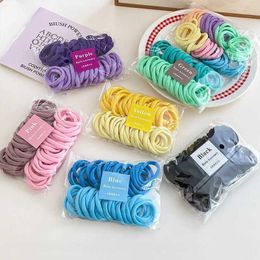 Hair Accessories 50 pieces of elastic hair bands girls accessories Colourful womens nylon headbands childrens ponytail braid racks d240521