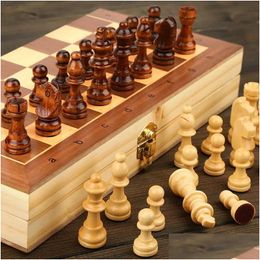 Chess Games Magnetic Wooden Folding Set Felted Game Board 24Cm24Cm Interior Storage Adt Kids Gift Family 231020 Drop Delivery Sports Dhxp0