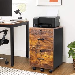 ZK20 Black and brown with wheels Density board with triamine 2 drawers Wooden filing cabinet for A4+Letter with labeled files