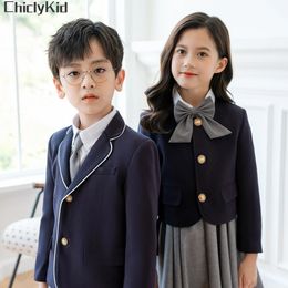 Kids Japanese Navy Jacket Suit Dress School Uniforms Girls British Boys Blazer Formal Outfits Chidren Student Clothes Class Sets 240518