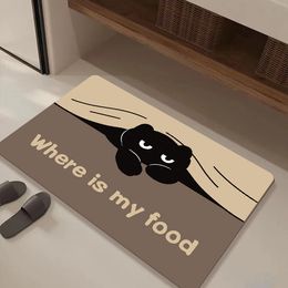 Cute Hidden Cat Cat Diatom Mud Floor Mat Can Be Cut Water-absorbent Bathroom Doorway Foot Mat Funny Household Doormat
