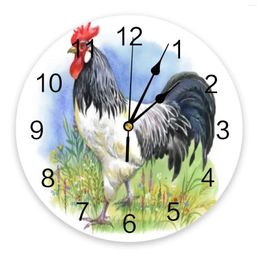 Wall Clocks Watercolour Of Cute Chicken Clock Large Modern Kitchen Dinning Round Bedroom Silent Hanging Watch