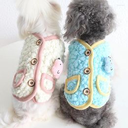 Dog Apparel Pink Blue Colours Fleece Warm Cotton Padded Clothes For Dogs 2024 Autumn And Winter Two Feet Coats Pet