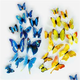 Fridge Magnets Diy 3D Butterfly Wall Sticker Home Decor Room Decorations Stickers Poster Waterproof Drop Delivery Garden Dh6O0