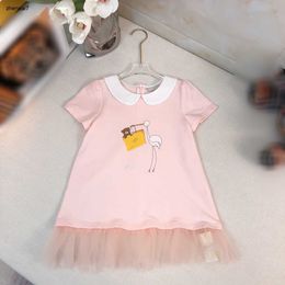 Top fashion Dress for girl Lace skirt design baby clothes Kids frock Size 80-140 CM Short sleeve lapel Child Skirt Oct05