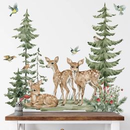 Cartoon Forest Animals Wall Stickers for Living room Bedroom Sofa Backdrop Decor Waterproof pvc Decals Room Decoration 240514