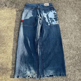 Women's Jeans JNCO Y2K Pocket Printed Wash Blue Baggy Denim Pants Mens Womens Retro Hip Hop Harajuku High Waist Wide Leg Loose