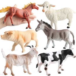 Novelty Games Oenux Zoo World Farm Animal Horse Cow Pig Sheep Goat Donkey Model Action Figures Lion Tiger PVC Educational Cute Kids Toy Gift Y240521