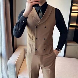 Men's Vests Brand Clothing High Quality Business Suit Vest/Male Slim Fit Fashion Double-Breasted Vest 5XL-M