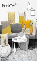 Nordic Geometric Decorative Cushion Case Yellow Stripe Throw Pillow Cover Pineapple Home Decor Sofa Cushions Covers Funda Cojin12152045