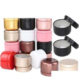 Storage Bottles Jars 12Pcs 50Ml Aluminium Candle Tin Round Containers Travel Container Tea Cans Box Empty Cream Cosmetic Drop Deliv Dht3F