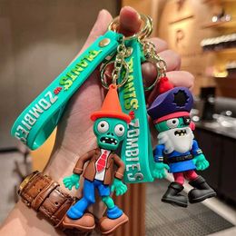 Keychains Lanyards Plants vs. Zombie Keychain Classic Game Character Doll Model Car Keychain Pendant Cartoon Childrens Toy Luggage Accessories Q240521