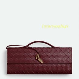 Women's Knit Clutch Bag Designer Handbag Fashion Change Purse BotegaVeneta Long Clutch Bag Intrecciato Woven Leather Handbag Height13CM Width31CM Depth3CM BKWO