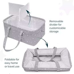 Baby Nursery Organiser Basket Infant Diaper with Handle Caddy Changing Nappy Kids Storage Carrier Without Bottle Bag