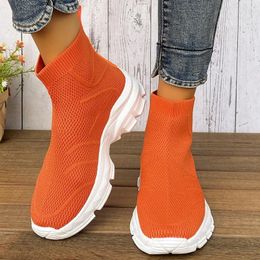 Casual Shoes Fashion High Top Platform Sneakers For Women Plus Size Elastic Knitting Sock Woman Thick Sole Non Slip Sports