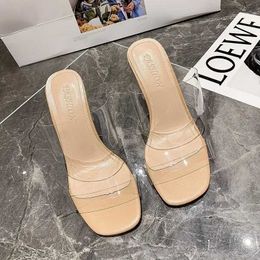 Dress Shoes Summer Women Pumps Sandals PVC Jelly Slippers Open Toe High Heels Women Transparent Perspex Slippers Shoes Heel Clear Sandals H240521 PZIL