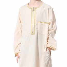 Children Robe w/ Long Sleeves Teenager Muslim Clothing Boys Kaftan Islamic Middle East Arab Jubba Thobe for Four Seasons