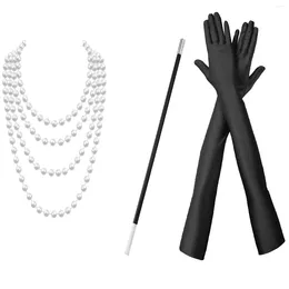 Party Supplies 3PCS 1920s Flapper Dress Accessories Retro Props GATSBY CHARLESTON Pearl Necklace Long Smoke Rod Glove Set