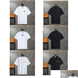 Men'S T-Shirts Mens T-Shirt Designer Black And White Short Sleeved High-End Quality Embroidered Letter Pattern 100% Pure Cotton Shir Otnfx