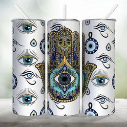 Water Bottles Evil Eye 20oz Skinny Tumbler Celestial Zodiac Insulated Cup With Lid And Straw Witch Vibes Summer Winter Drinkware