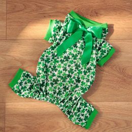 Dog Apparel Pet Clothing Four Legged Pyjamas Home Decor St. Patrick's Day Lreland Clover Green Butterfly
