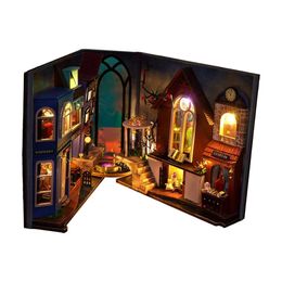 Wooden Miniature Dollhouse Kits Handcraft with Lights Artwork Desktop Decoration Collectibles Assembled Doll House 3D Puzzles