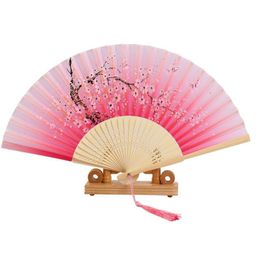 Party Favour Silk Chinese Japanese Style Folding Fan Home Decoration Ornaments Pattern Art Craft Gift Wedding Dance Supplies Drop Del Dhwfc