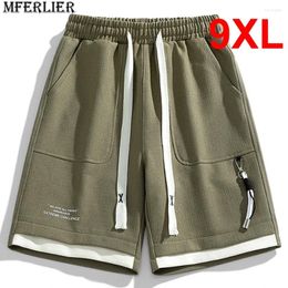 Men's Shorts Summer Men Plus Size 9XL Fashion Casual Solid Colour Short Pants Male Elastic Waist Bottom Big 8XL