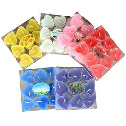 Candles Handmade Heart Shaped Smokeless Small Candle With Pvc Box Surprise Romantic Birthday Gift 9Pcs/Box Drop Delivery Home Garden D Dhay2