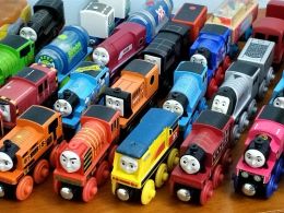 Thomas and Friends Wooden Railway Trains Toy Rosie Thomas Percy Rusty Wooden Mini Train Toy for Boy Birthday Party Gift