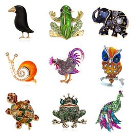 Brooches Rinhoo Trendy Animal Big Rooster Brooch For Women Frog Tortoise Snails Rhinestone Jewelry Coat Accessories Gift