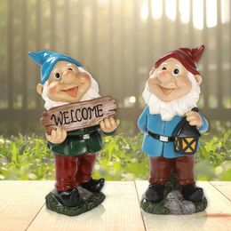 Funny Resin Garden Gnome Statue Cartoon Naughty Dwarfs Figurines Small Sculptures Creative Decoration For Lawn Garden 240520