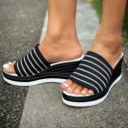 Slippers Sandals Summer New Women Slippers Wedges Platform Beach Flip Flops Trend High Heels Ladies Shoes Pumps Thick Slides Mujer H240521