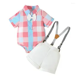 Clothing Sets Drop A Baby Boys Birthday Clothes Bowtie Romper And Suspender Shorts Cake Smash Outfits